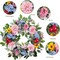 24 Inch Summer Wreaths for Front Door, Spring Summer Door Wreaths, Floral Flowers Wreath with Pink Peony,Rose,Blue Hydrangea,Sunflower,Large Wreaths for Spring Summer Outdoor Home Decor